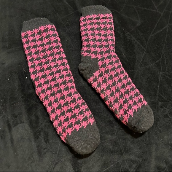 None Shoes - Black & Pink Slipper Socks